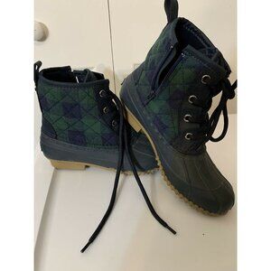 Isaac Mizrahi Live! Plaid Waterproof Boots‎ Zip Navy - 6 M